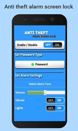 Anti theft alarm screen lock