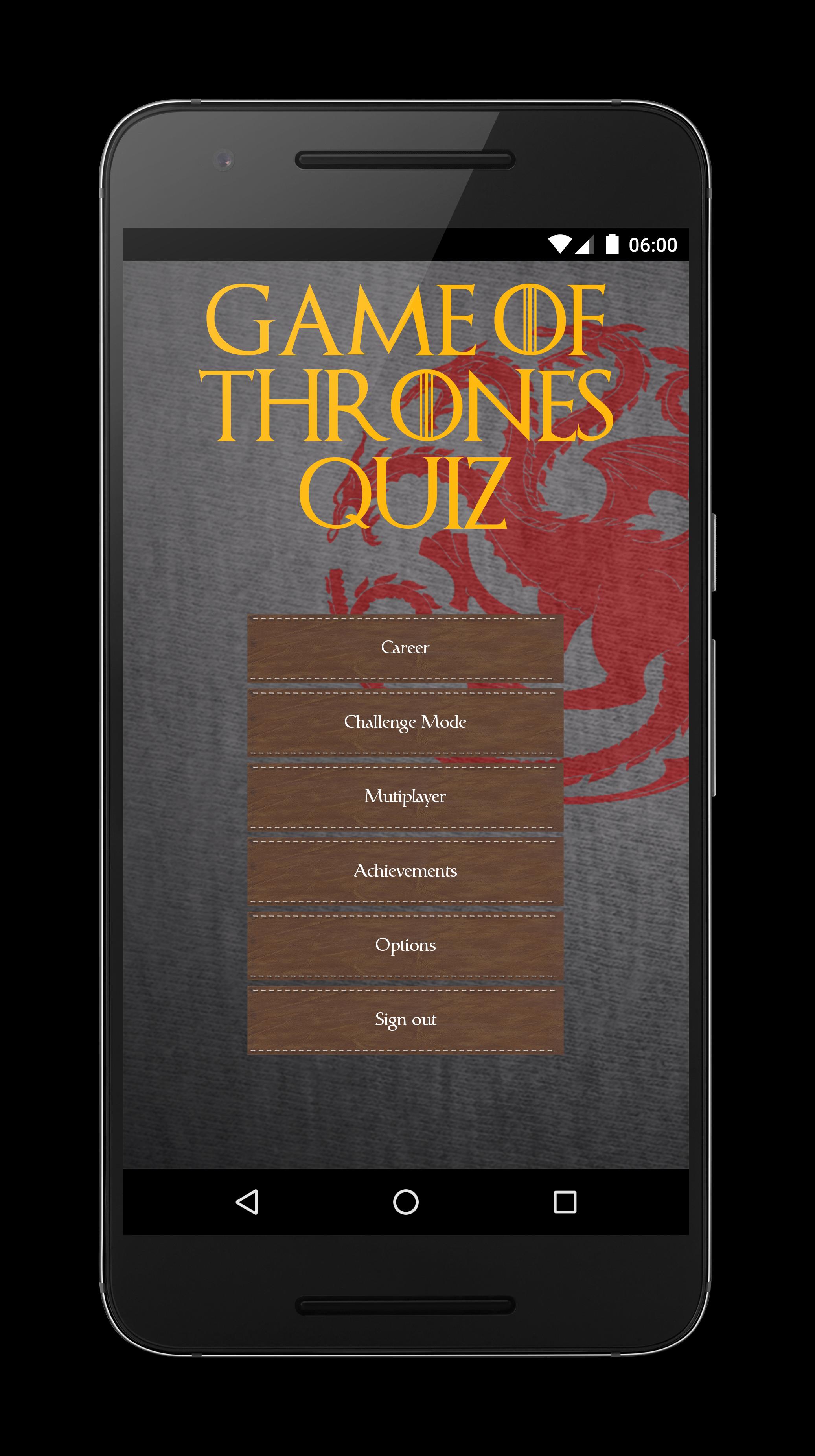 Fanquiz for Game of Thrones