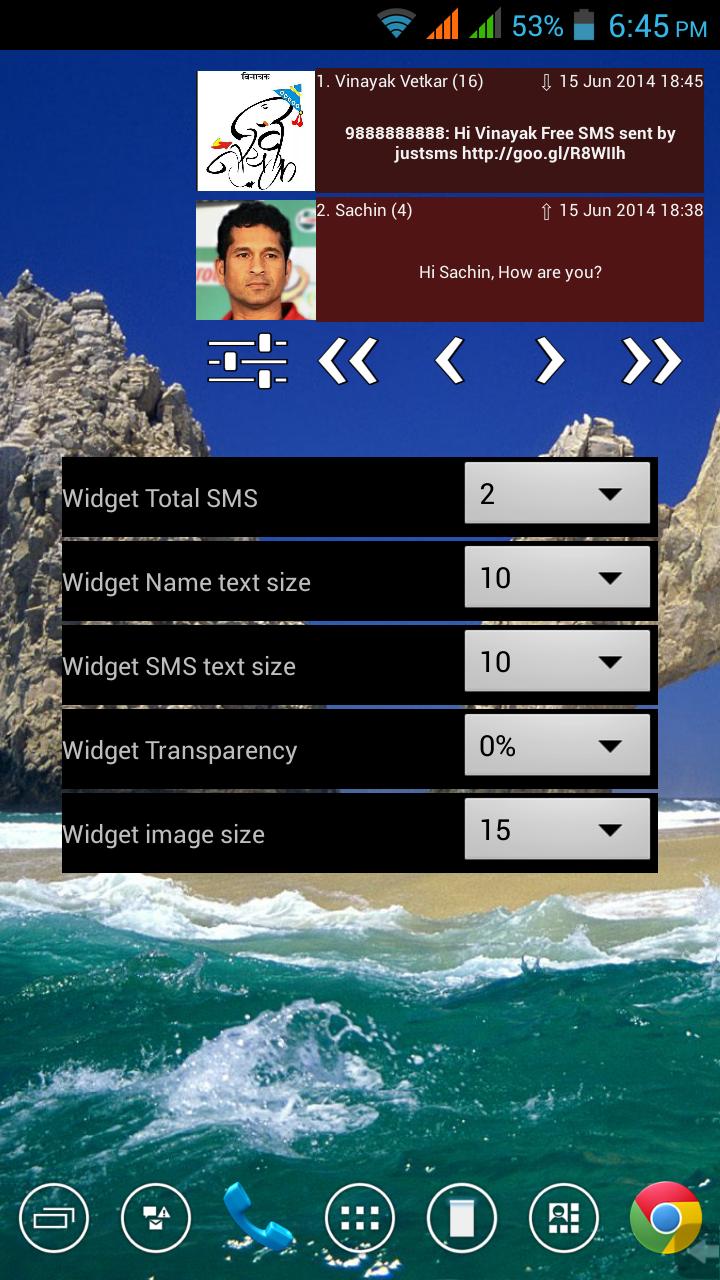 Vindroid SMS Viewdget (Widget)