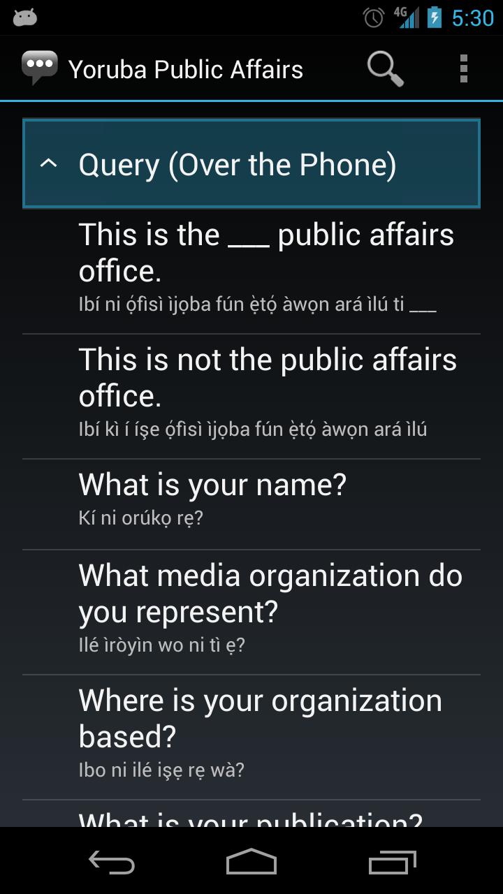 Yoruba Public Affairs Phrases