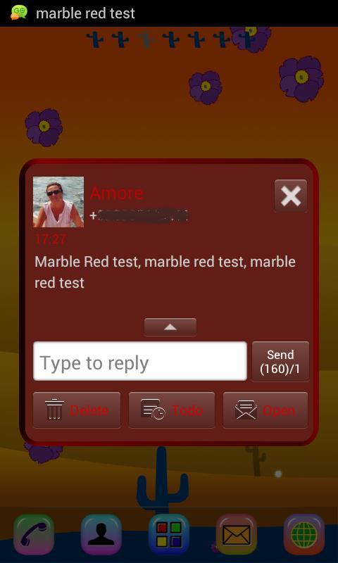 GO SMS Theme Marble RED