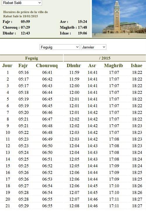 Morocco Prayer Times