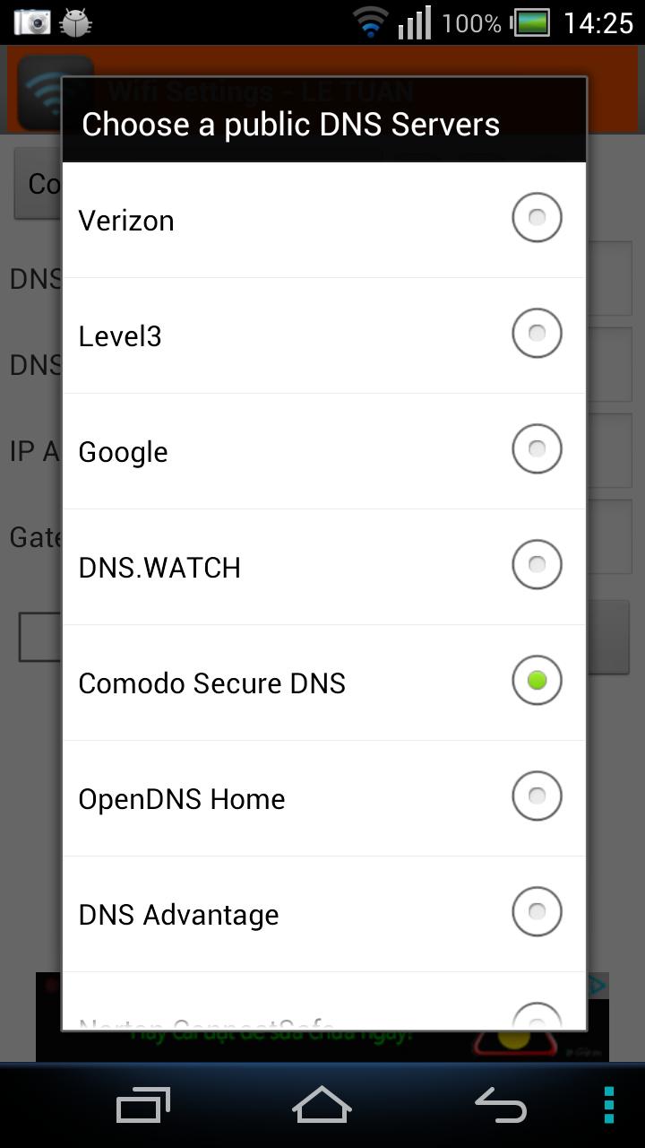 WiFi Settings (dns,ip,gateway)