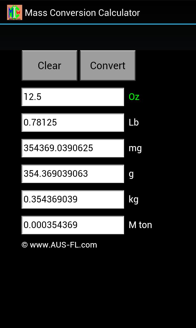 Mass Weight Converter