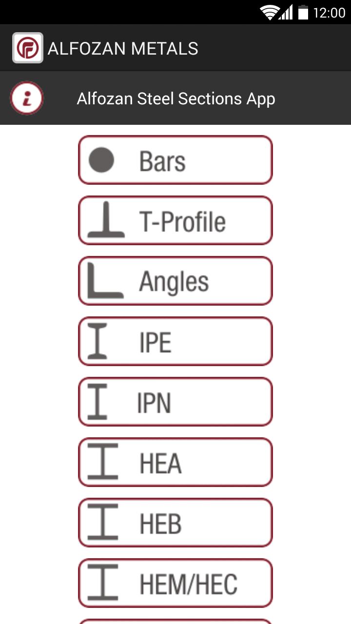 Alfozan Steel Sections App