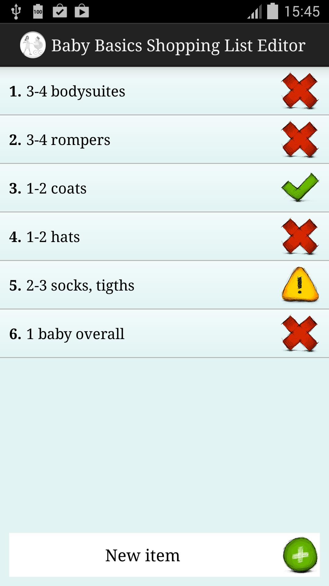 Baby Clothes Shopping List