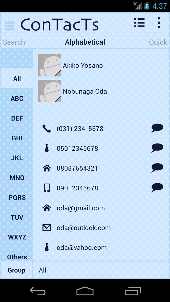 Phone Book ConTacTs Cute Blue