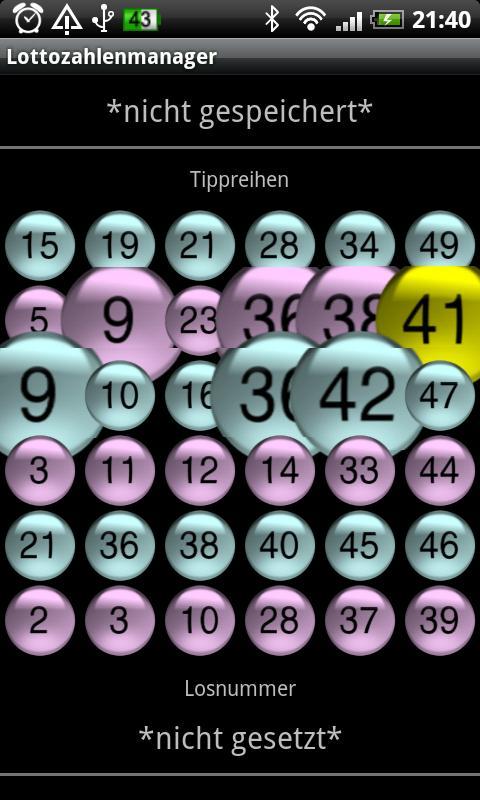 Lottery numbers manager