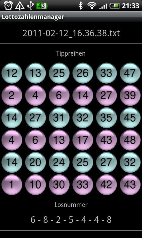 Lottery numbers manager