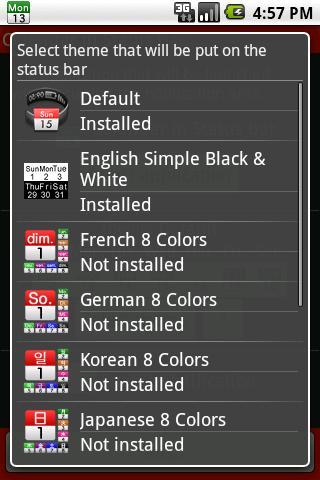 Calendar in Status bar Trial