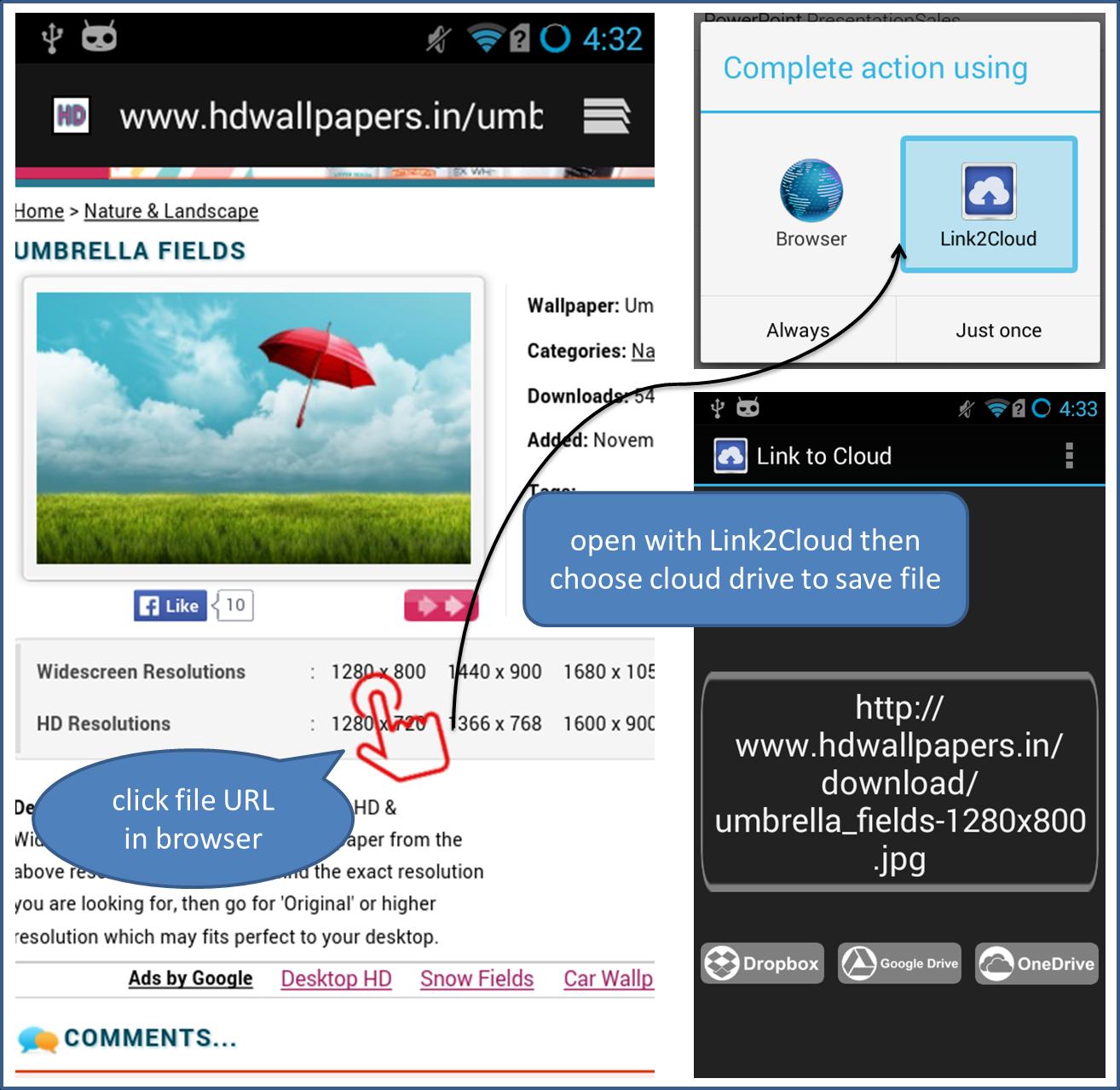 Link2Cloud-Dropbox/GoogleDrive