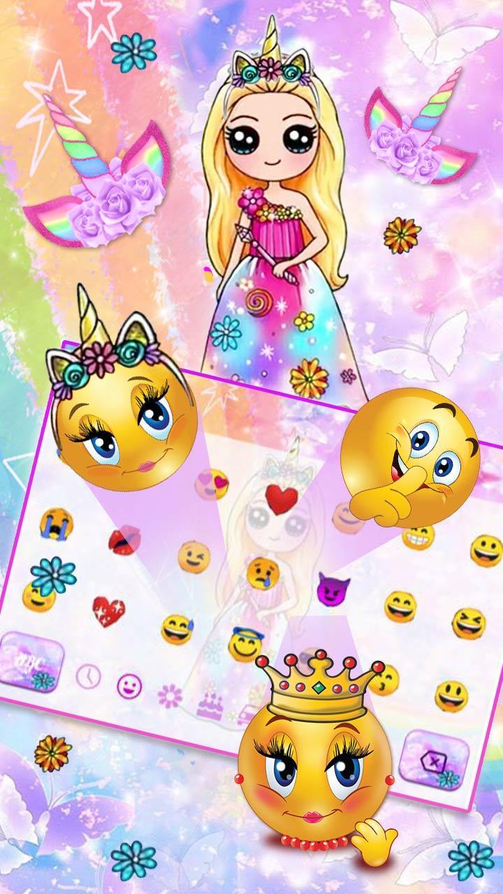 Cute Galaxy Unicorn Girl Keyboard Theme