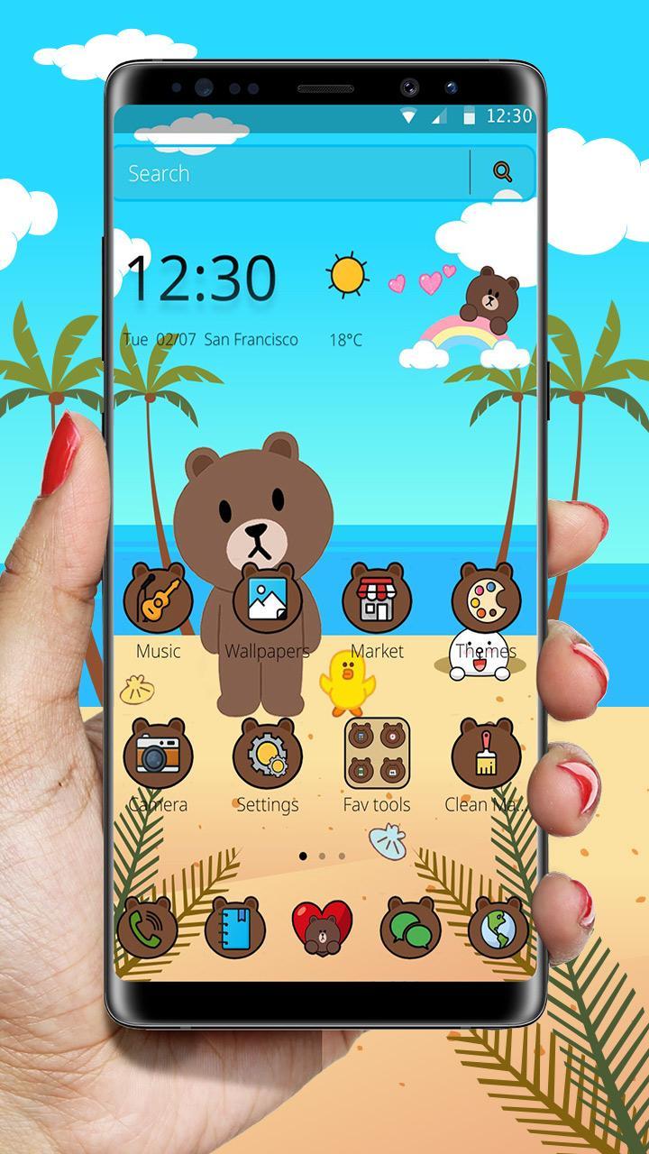 Adorable Brown Bear Beach Theme