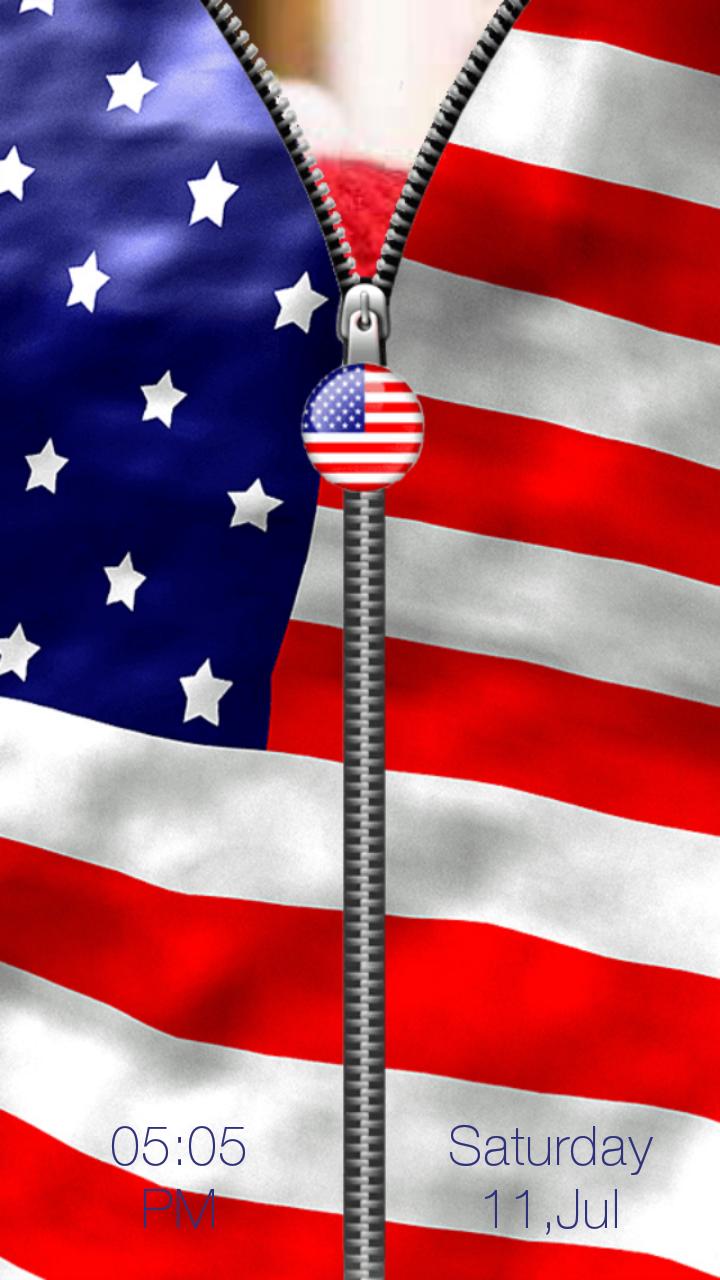 American Flag Zipper Lock