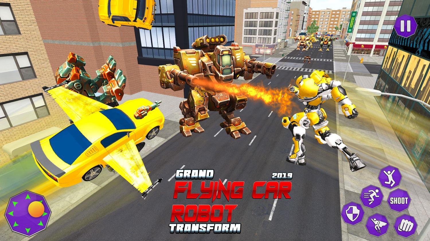 Flying Grand Robot Car Transform Fight 2019