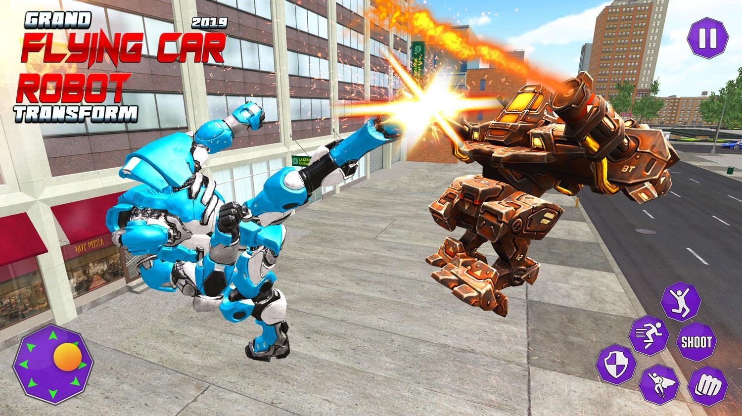 Flying Grand Robot Car Transform Fight 2019