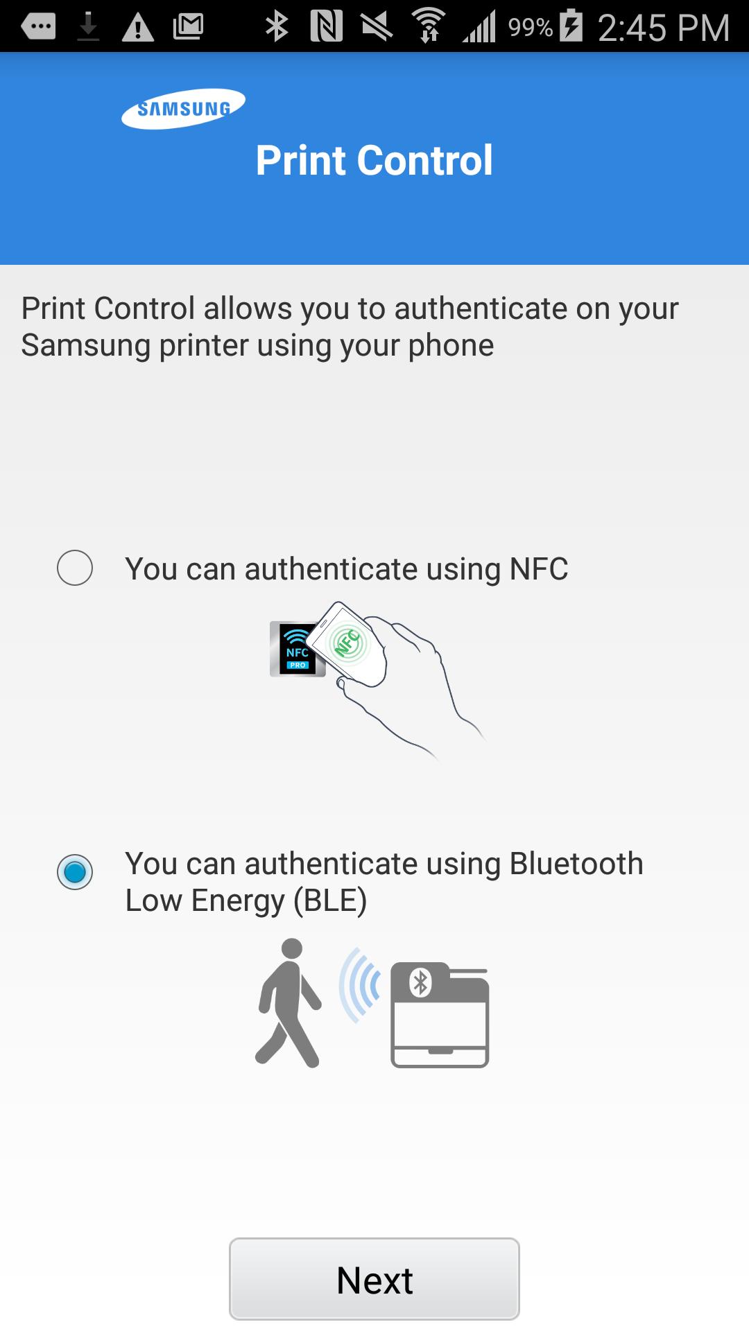 Samsung Mobile Print Control