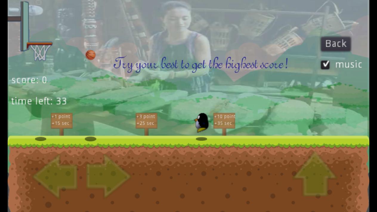 A penguin play basketball alone