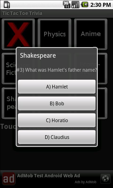 Tic Tac Toe Trivia Demo