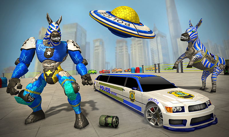 Police limo Zebra Robot 3D